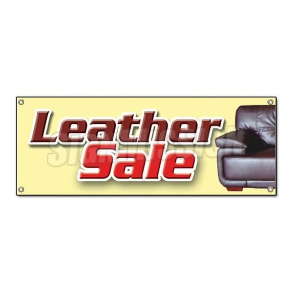 Signmission LEATHER SALE BANNER SIGN sofa couch signs furniture 50% chairs sell off B-Leather Sale - main